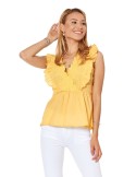 Bluza de vara dama cu brodat fata, galben 87222 - Magazin online - Boutique